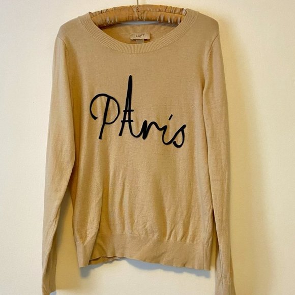 LOFT Paris Embroidered Beige Sweater - Picture 3 of 8